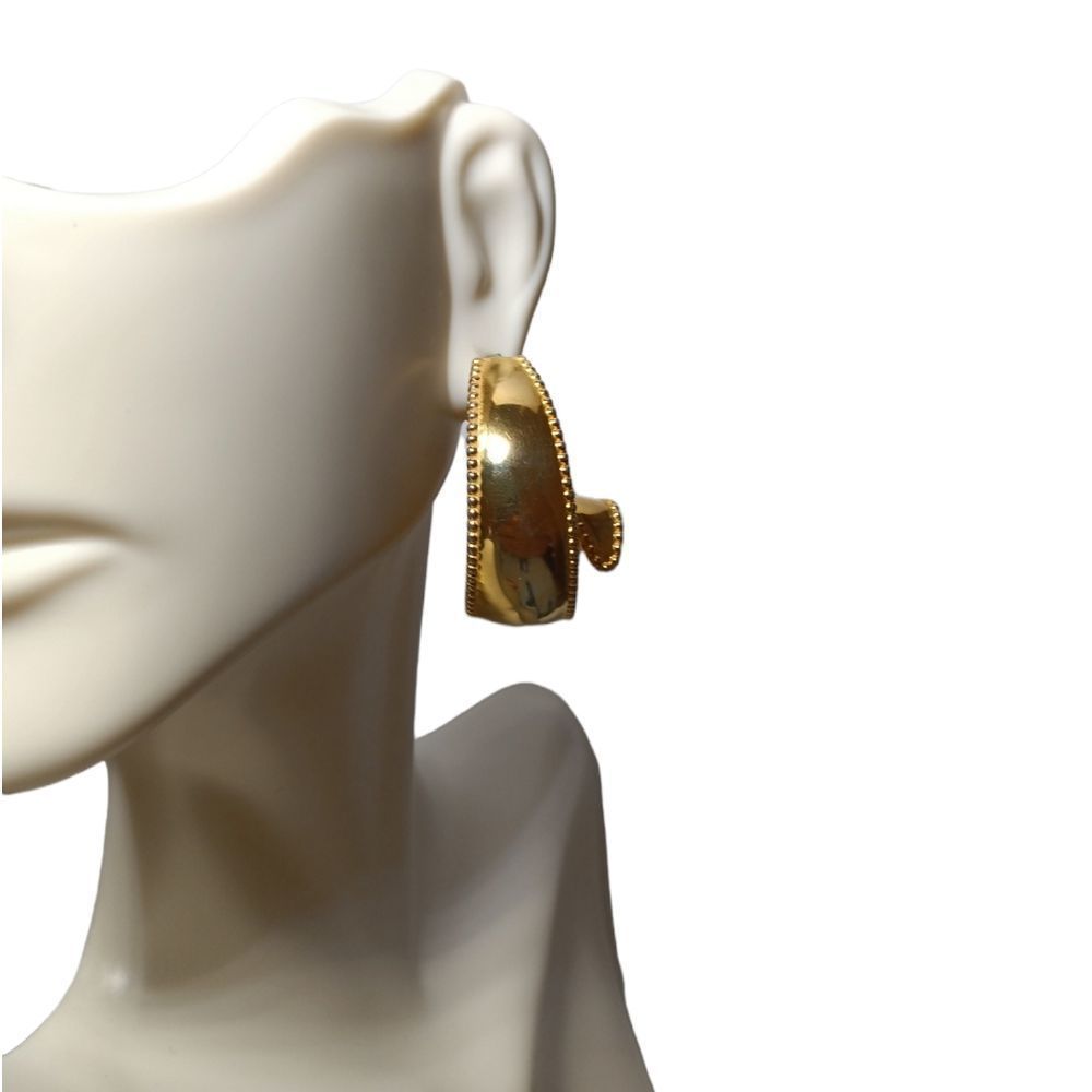 Gold Curly Ribbon Dangle Earrings